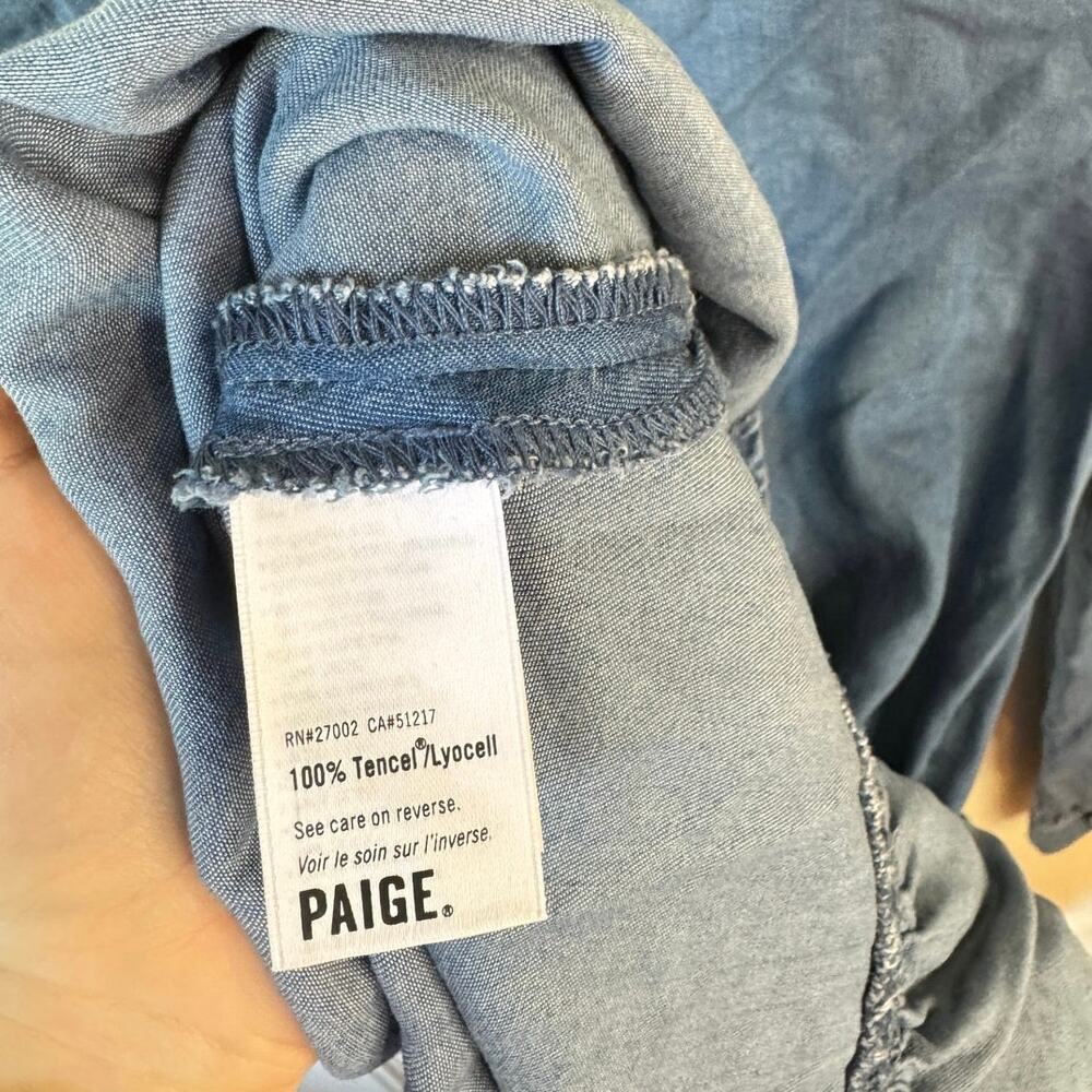 PAIGE NWOT Kendry Dress Juno Denim Chambray Size Small Long Sleeve Wrap Ruffles - Picture 9 of 11